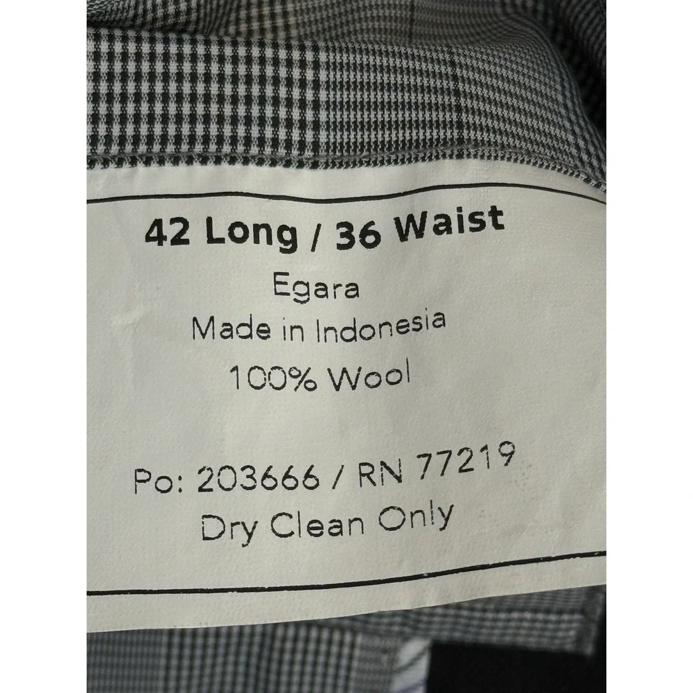 Egara Mens‎ 42L Black 100% Wool Blazer Slim Fit Classic Suit Jacket Sport Coat